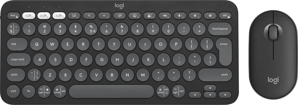 Logitech Pebble 2 Wireless Keyboard and Mouse, Tonal Graphite, Combo Set