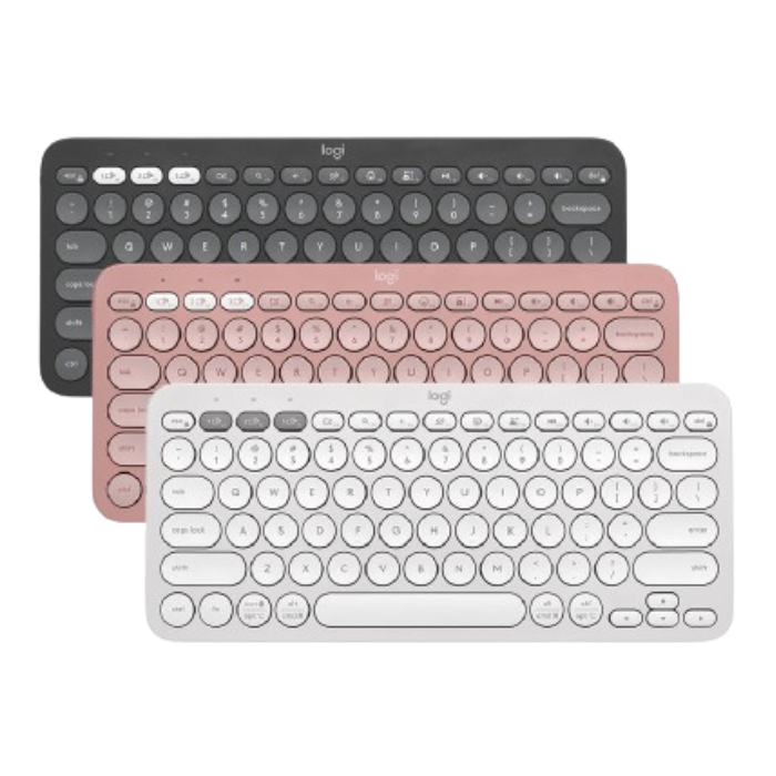 Logitech Pebble 2 Wireless Keyboard and Mouse, Tonal Graphite/Rose/White, Combo Set