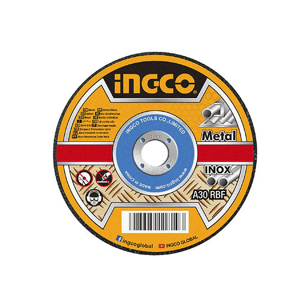 Ingco 115mm Metal Cutting Disc (MCD301151) Abrasive Cut-Off Wheel for High-Speed Slicing, Grinding & Fabrication of Steel & Ferrous Metals