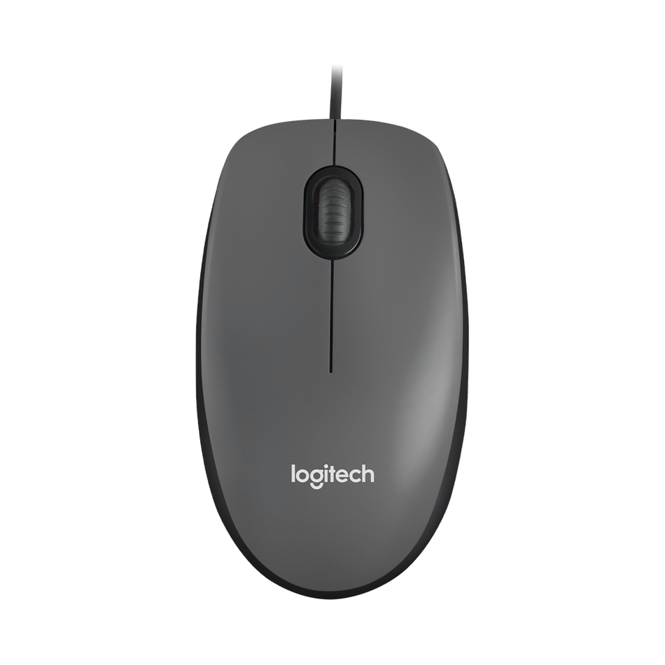 Logitech M90 Wired USB Optical Mouse - 1000 DPI Ambidextrous Full-Size Design - Grey