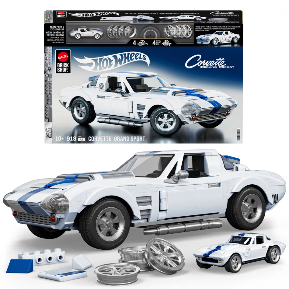 Mattel Hot Wheels Brick Shop Corvette Grand Sport Building Toy Set (JGR31)