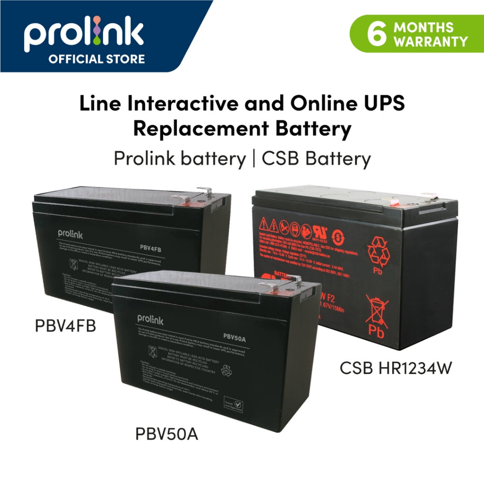 Prolink PBV4FB PBV50A | CSB GP1272 | CSB HR1234 VRLA Battery For Auto-Gate / UPS / Alarm System