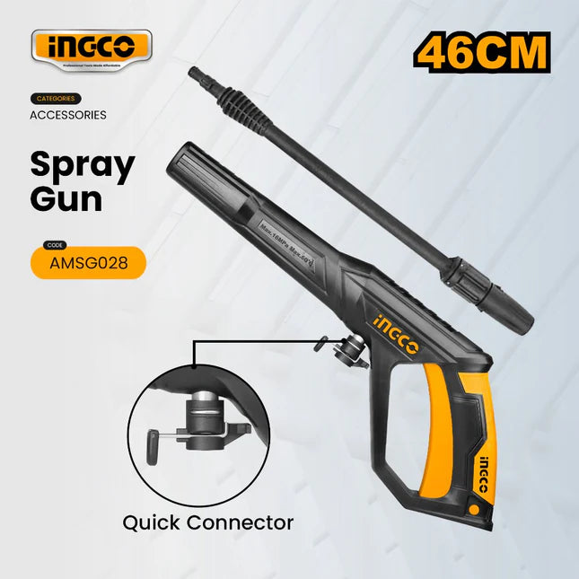 Ingco Professional High-Pressure Washer Spray Gun with Quick Connector - Impact-Resistant Replacement Washer Gun for HPWR & UHPWR Pressure Washers (AMSG028)
