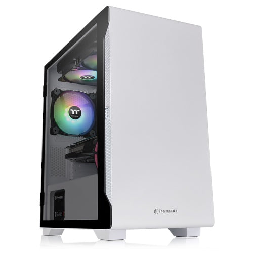 Thermaltake S100 Tempered Glass Snow Edition Micro-ATX mini-Tower Computer Case with 120mm Rear Fan Pre-Installed, Black or White