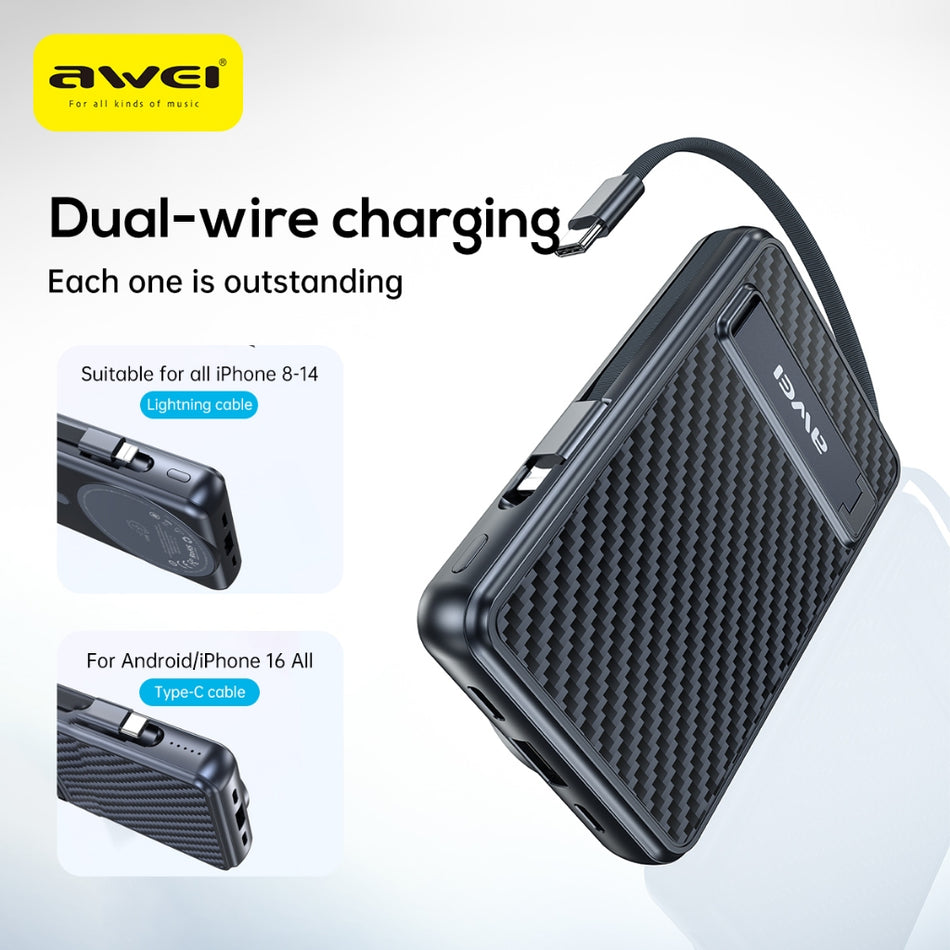 Awei PA-25 Magnetic Wireless Power Bank | 10,000mAh | 22.5W Fast Charging