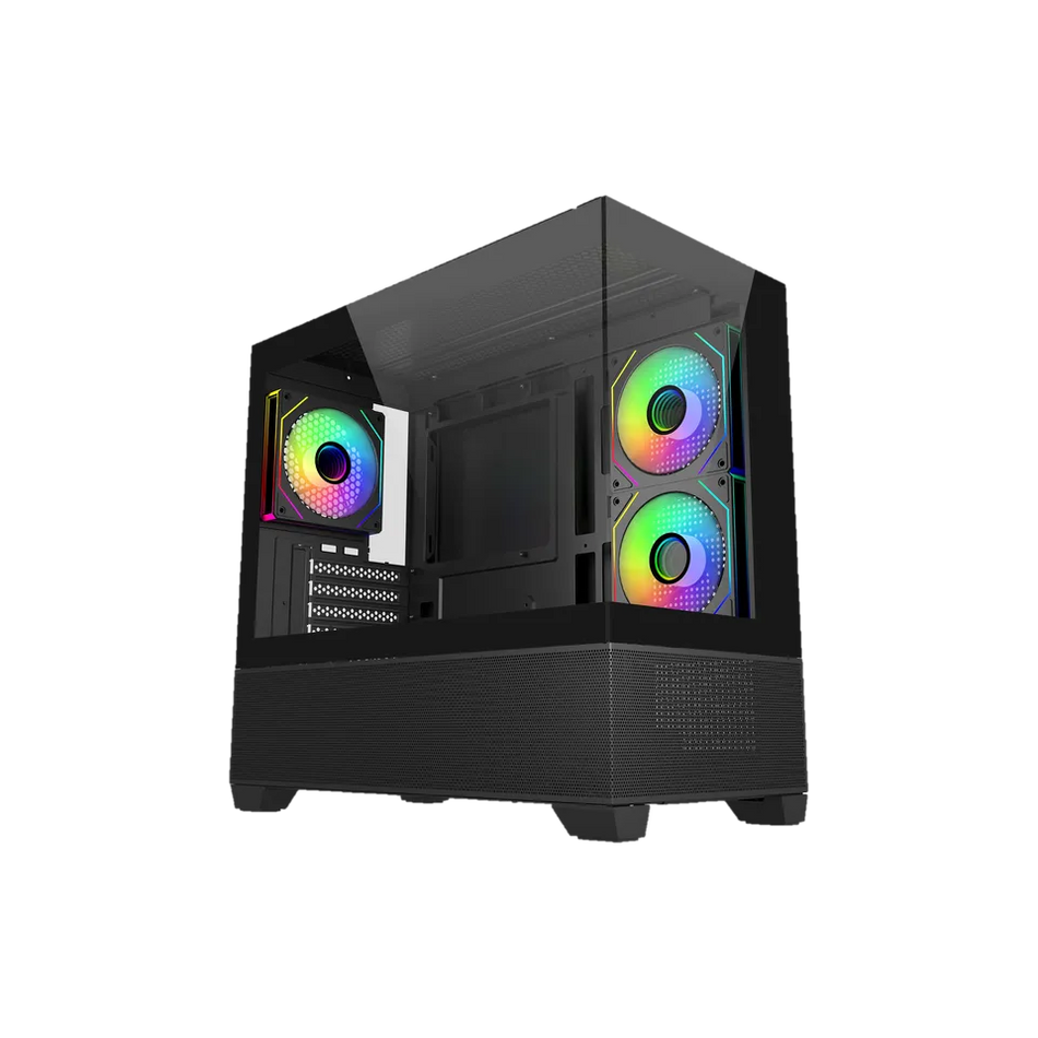 Cooler Master Elite 490 Fish Tank Computer Case Black, 3 X Pre-Installed Reverse Argb Fans, Upto 360mm AIO Support, mATX Motherboard Support, RTX 50 Series Upto 425mm, Type C Connector