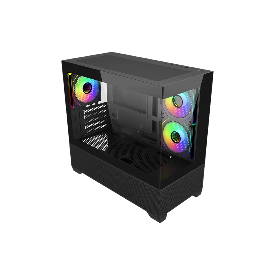 Cooler Master Elite 490 Fish Tank Computer Case Black, 3 X Pre-Installed Reverse Argb Fans, Upto 360mm AIO Support, mATX Motherboard Support, RTX 50 Series Upto 425mm, Type C Connector