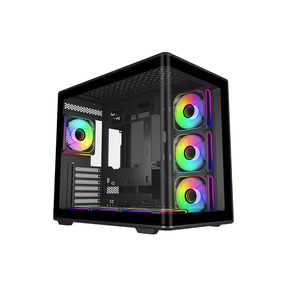 Cooler Master Elite 600 ATX Mid-Tower Case Black | 7X Pre-Installed Reverse ARGB Fans,Tempered Glass Side Panel | 360mm AIO & ATX Mobo Support | USB 3.2 Gen 2x2 Type-C, Black