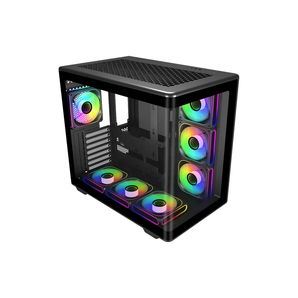 Cooler Master Elite 600 ATX Mid-Tower Case Black | 7X Pre-Installed Reverse ARGB Fans,Tempered Glass Side Panel | 360mm AIO & ATX Mobo Support | USB 3.2 Gen 2x2 Type-C, Black