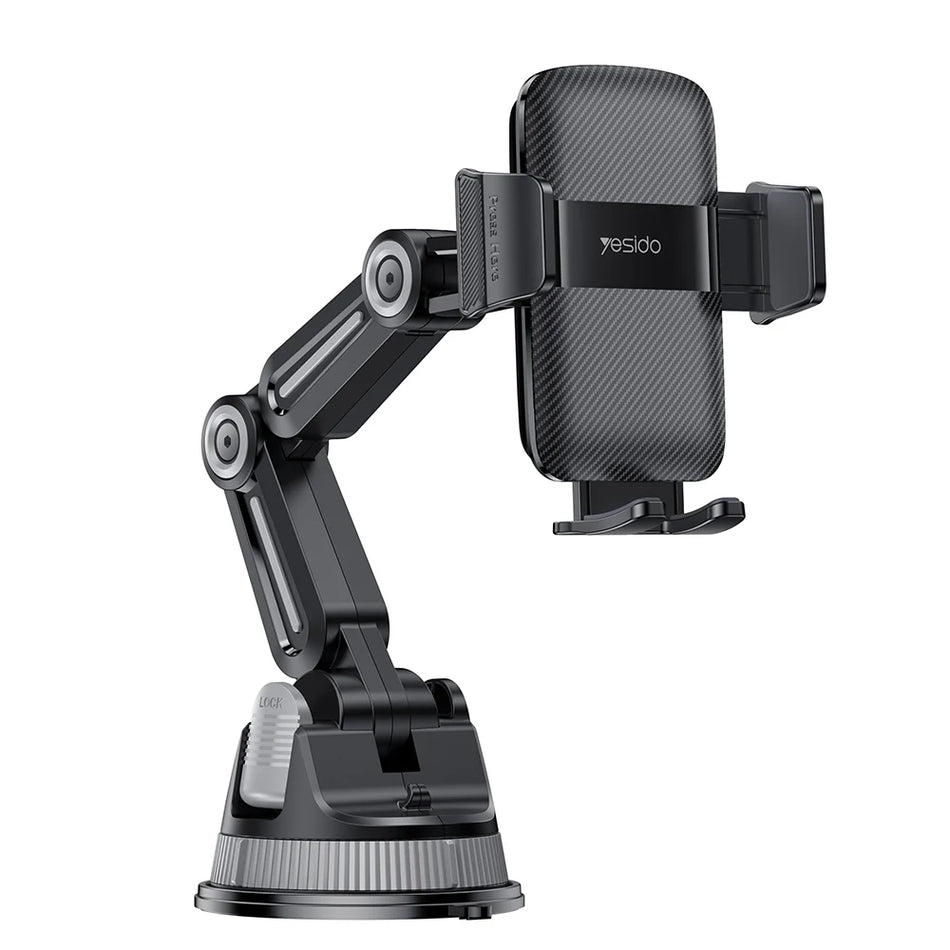 Yesido C275 Anti-Shake Heavy Duty Car Phone Holder (1260° 5-Point Multi-Joint Adjustment, Telescopic Long Arm, Nano Gel Suction Cup Base, for 4.7" - 7.2" Devices, Black)