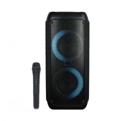 Suzukitime MSPK-21702 Portable Rechargeable Bluetooth Party Speaker – 30W RMS with LED Lights & Wireless Microphone
