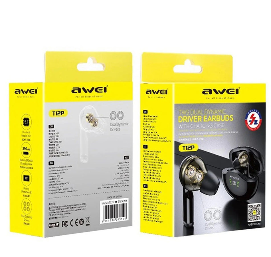 Awei T12P TWS Wireless Bluetooth Earbuds
