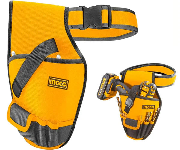 Ingco Heavy-Duty Cordless Drill Holster | Ergonomic Contractor Tool Pouch with Built-In Drill Bit Storage Loops (HTBP03011)