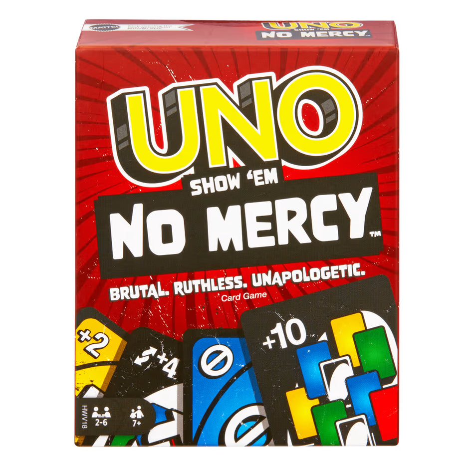 Mattel UNO Show 'Em No Mercy Card Game (HWV18) – Brutal Edition with Extra Cards