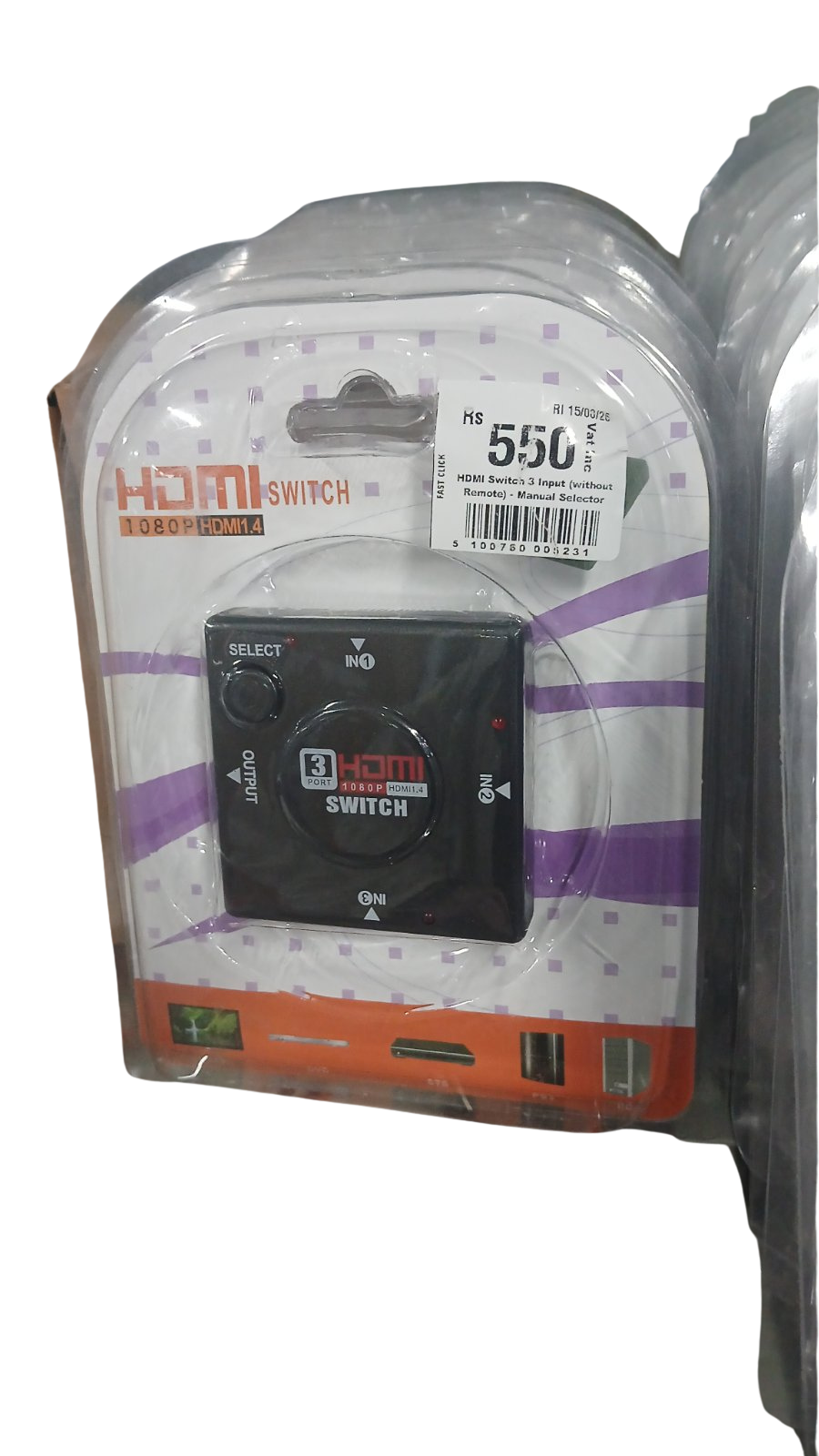 3-Port HDMI Switch Splitter (3 Input to 1 Output) with Manual Select Button
