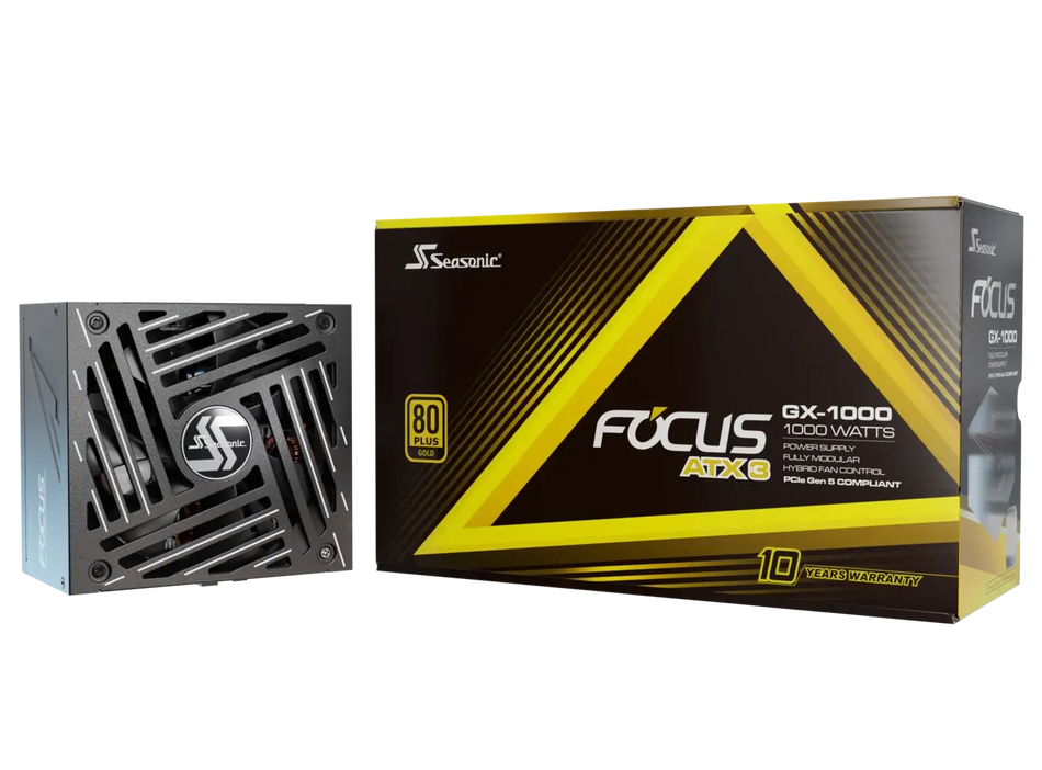 Seasonic Focus GX 1000W Power Supply ATX 3.1 PCIe 5.1 (12V-2x6) Cybenetics Gold Fully Modular RTX 5090 AMD RX 9000 Ready