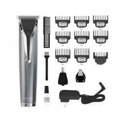 WAHL Lithium Ion Stainless Steel Grooming Kit, Rechargeable Trimmer, Ear and nose attachments, Body detailer for multi grooming, 4 Combs for different grooming lengths, 6 hours Run Time (9818-727)
