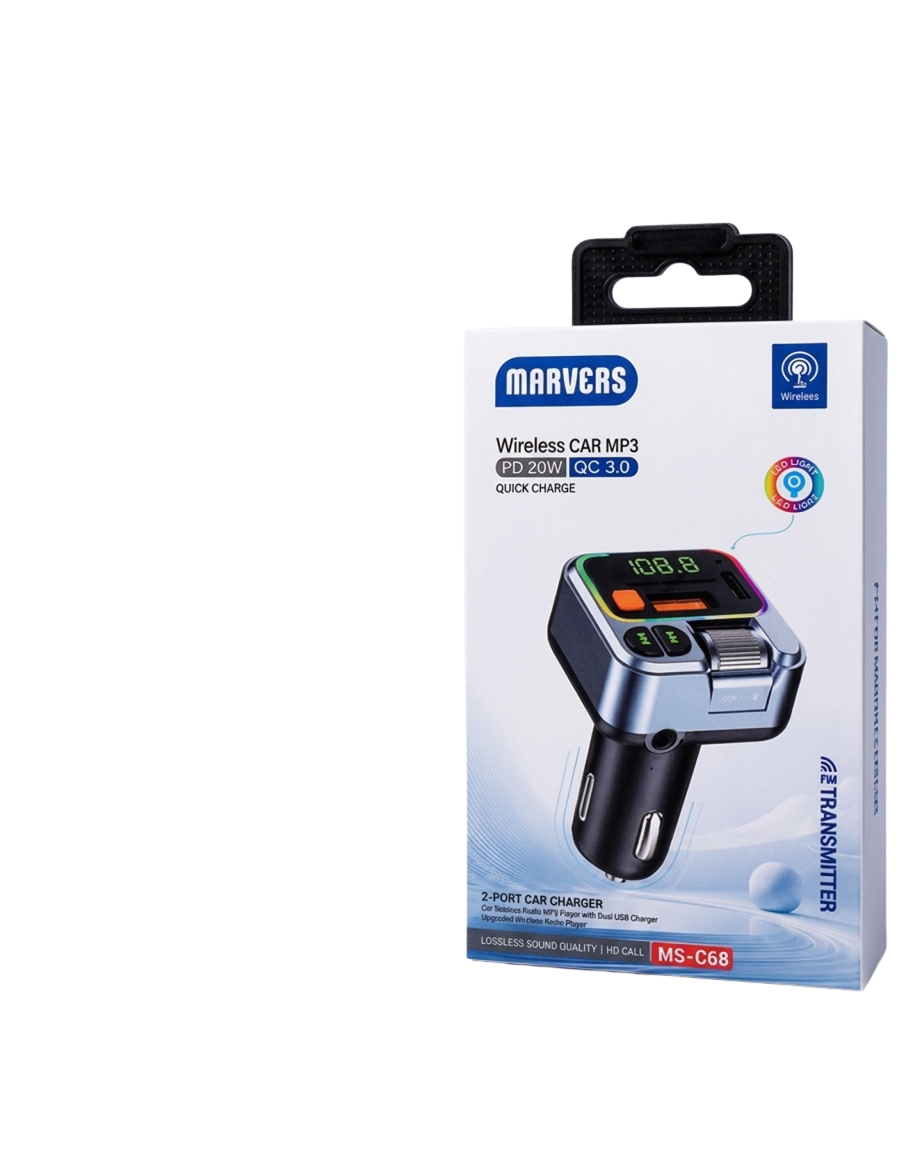 MARVERS WIRELESS CAR MP3 MS-C68 | Bluetooth 5.0 FM Transmitter & PD 20W + QC 3.0 Fast Car Charger